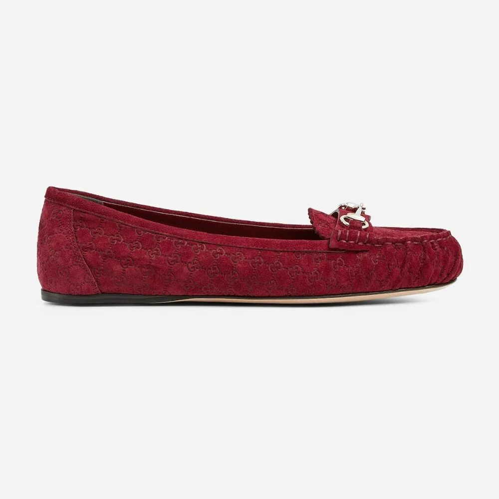 NEW GUCCI Women's Suede Kensington Horsebit Loafers EU 39.5 US 9.5 Ballet Flats - Picture 8 of 11